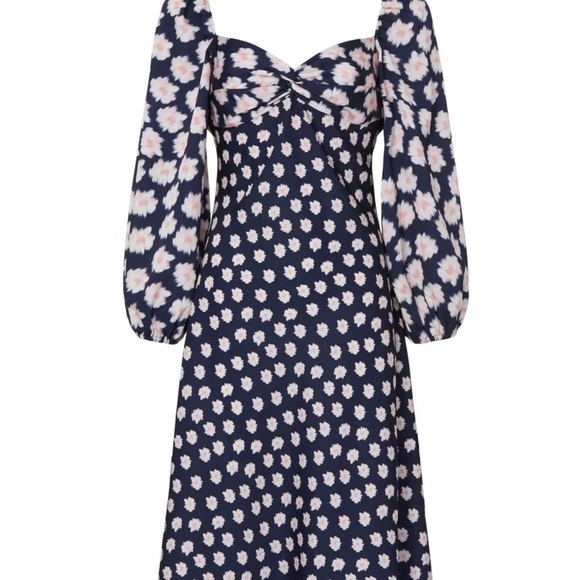 Sachin + Babi Blue and White Puff Sleeve Midi Dress - Picture 3 of 5